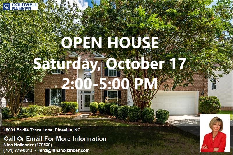 Open House: Saturday, October 17 – 15001 Bridle Trace Lane