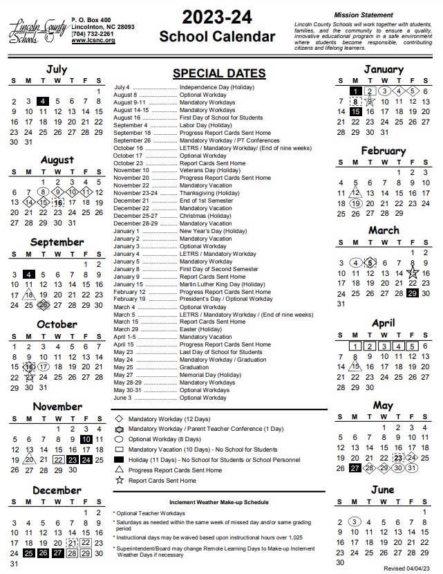 2023/24 School Year Calendars Charlotte Region - Nina Hollander, Charlotte Real Estate Broker