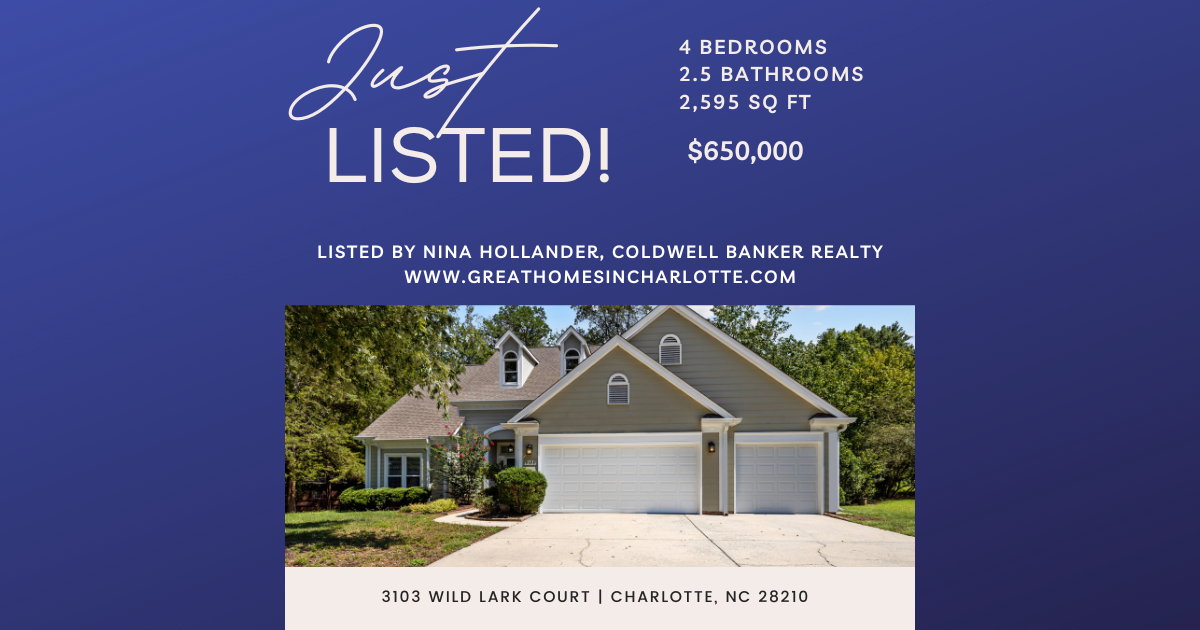 Just Listed in Cameron Wood in south Charlotte 3103 Wild Lark Court