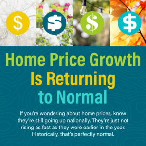 The growth rate in home prices is returning to normal