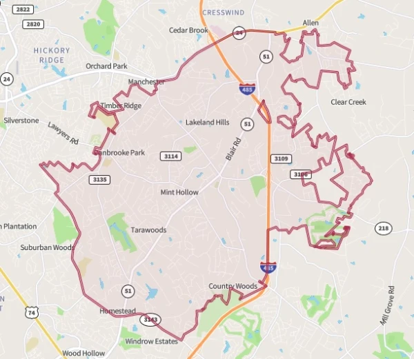 Mint Hill, NC map/boundaries
