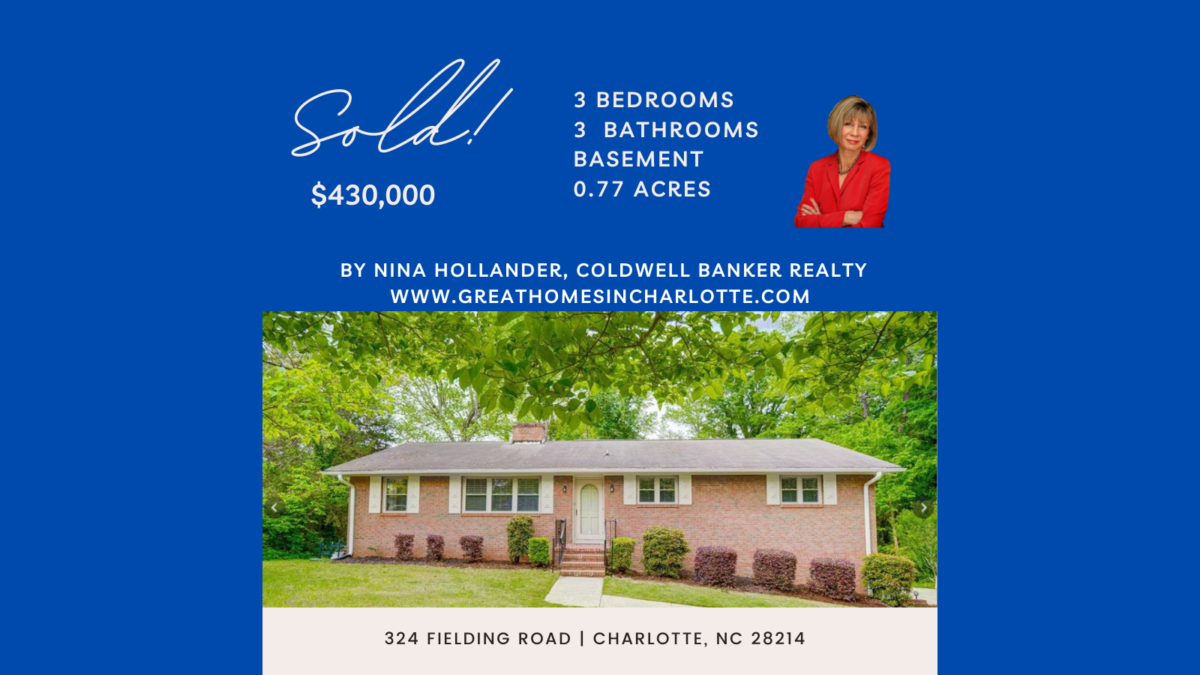 Sold by Nina Hollander in Coulwood Hills in west Charlotte