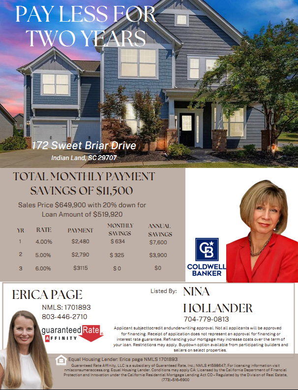 Save up to $11,500 in mortgage payments on this Indian Land SC home