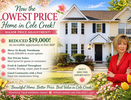 Lowest Priced Cole Creek Townhome in Fort Mill—Reduced $19K
