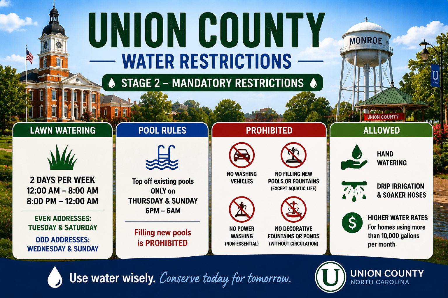 Union County, NC Mandatory Water Restrictions in 2026