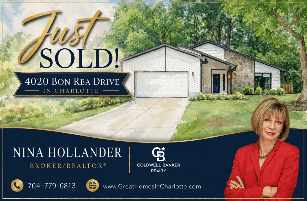 Just sold by Nina Hollander, Coldwell Banker: 4020 Bon Rea Drive in Charlotte, NC