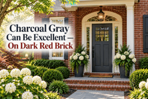 Charcoal gray front doors add value when the house is dark red brick