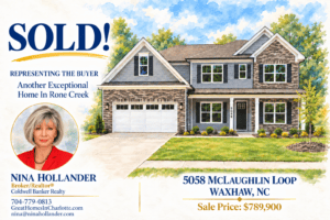 Sold and closed in Waxhaw NC a new construction home in Rone Creek 55058 McLaughlin Loop